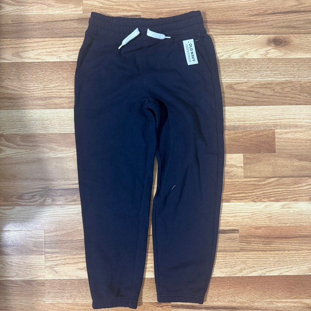 Old Navy Boys Navy Blue Fleece Jogger Pants Size Medium 8 NWT Drawstring Pockets